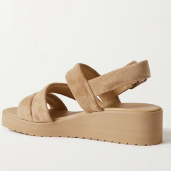 Vince Skylar Sandals Sz 10 Dune Beige Neutral Suede Elevated Basic Quiet Luxury - Picture 12 of 15